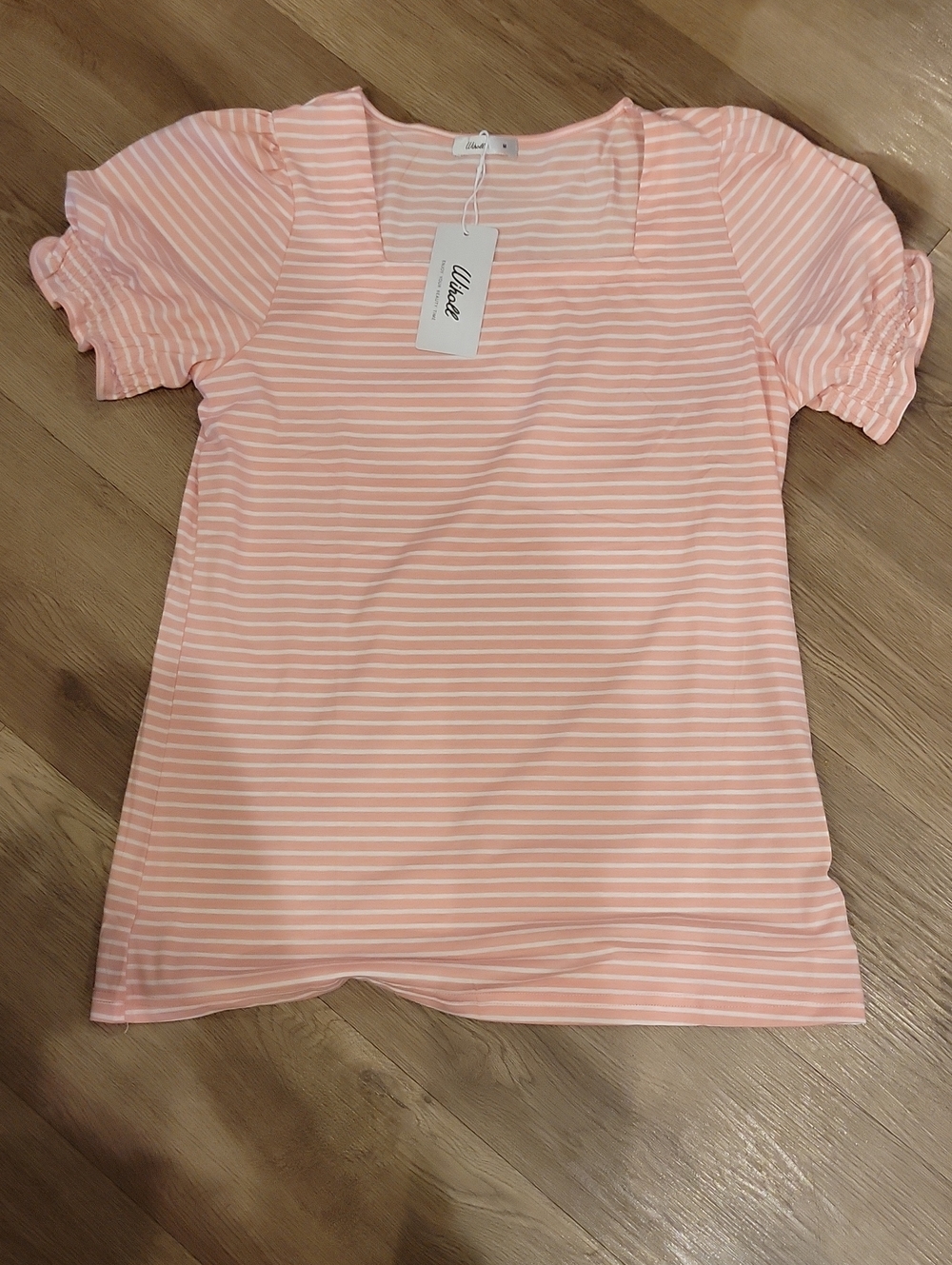Wiholl NWT Medium Pink & White Striped T Shirt Blouse